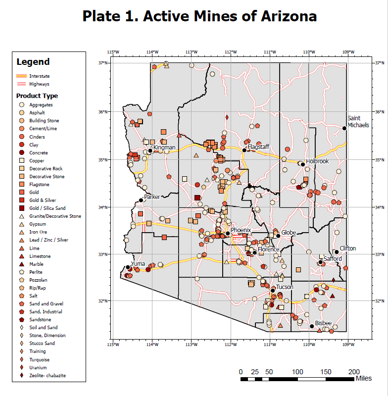 Active mines of Arizona 2020