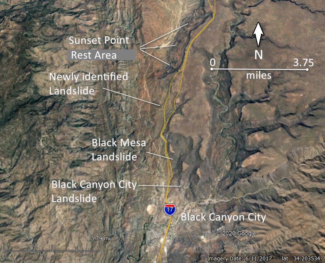 Locations of landslides