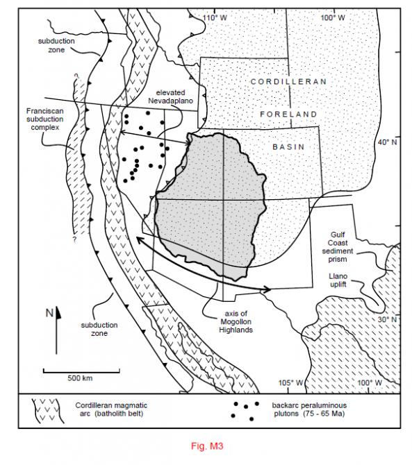 Regional setting of the Cretaceous Cedar-Burro and Mancos-Mesaverde deposystems 
