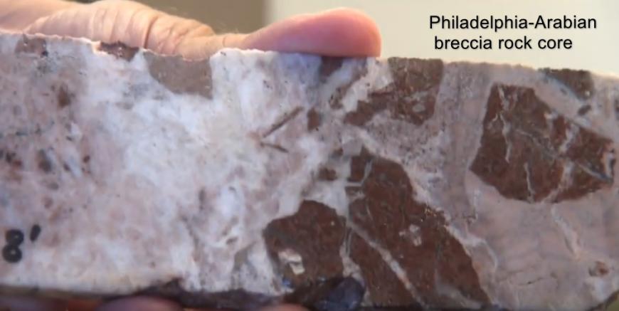 Rock core from Philadelphia property