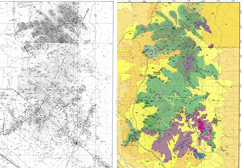 Comparison of analog geologic map vs digital map - Picacho Peak