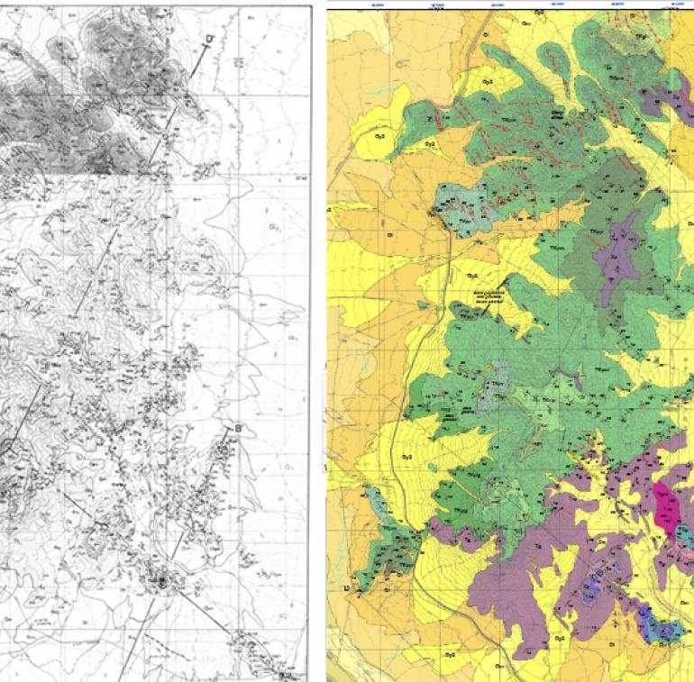 Comparison of analog geologic map vs digital map - Picacho Peak